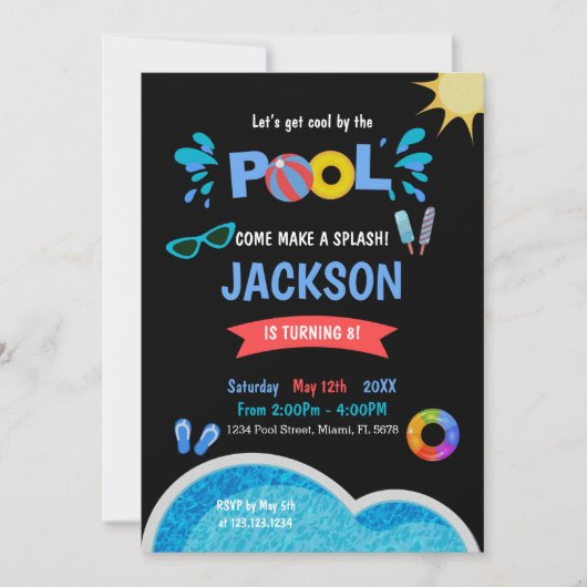 Bewerkbare zomer waterfeest uitnodiging (Voorkant)