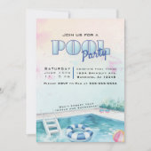Bewerkbare Zomerpool Party uitnodiging (Voorkant)