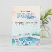 Bewerkbare Zomerpool Party uitnodiging (Staand voorkant)