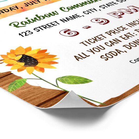 Bewerkbare zonnebloem boer markt event flyer poster (Hoek)