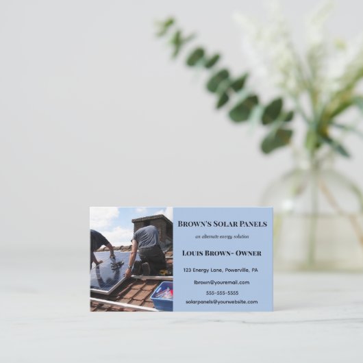 Bewerkbare zonnepanelen Visitekaartje (Staand voorkant)