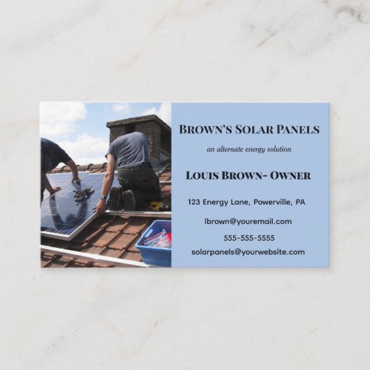 Bewerkbare zonnepanelen Visitekaartje (Voorkant)