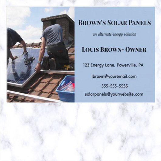 Bewerkbare zonnepanelen Visitekaartje