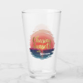 Bewerkbare 'Zonsondergang najagen met naam'-ontwer Glas (Achterkant)