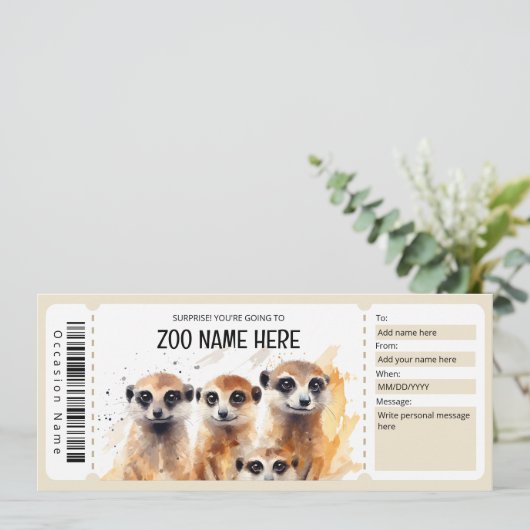 Bewerkbare ZOO Cadeaubon Sjabloon Kaart (Staand voorkant)