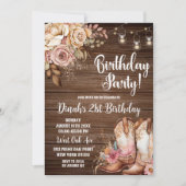 Bewerkbare zuidwestelijke rustieke cowgirl verjaar kaart (Voorkant)