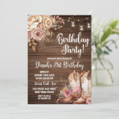 Bewerkbare zuidwestelijke rustieke cowgirl verjaar kaart (Staand voorkant)