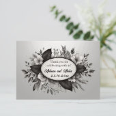 Bewerkbare zwart-witte bloemenkaart kaart (Staand voorkant)