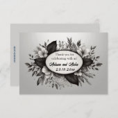 Bewerkbare zwart-witte bloemenkaart kaart (Voorkant / Achterkant)