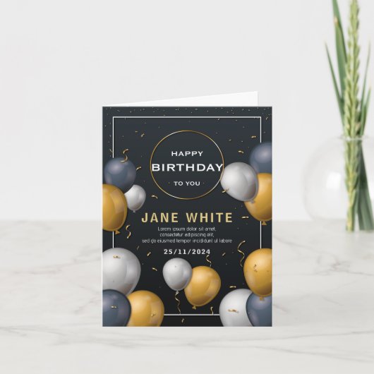 bewerkbare zwarte en gouden ballon volwassen verja (Voorkant)