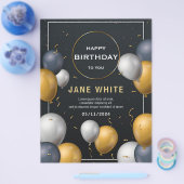 bewerkbare zwarte en gouden ballon volwassen verja flyer (Enkel)