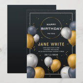 bewerkbare zwarte en gouden ballon volwassen verja kaart (Voorkant / Achterkant)