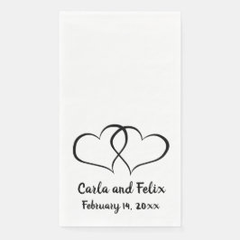 Bewerkbare zwarte en witte harten servet