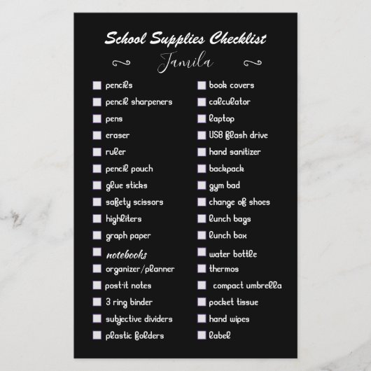 bewerkbare zwarte en witte voorraad elegantcheckli (Voorkant)