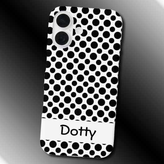 Bewerkbare Zwarte Stippen Groot en Klein op Wit Case-Mate iPhone Case