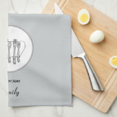 Bewerkbare zwarte, witte en grijze zilverwerk gebr theedoek (Quarter Fold)