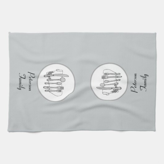 Bewerkbare zwarte, witte en grijze zilverwerk gebr theedoek (Horizontaal)