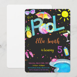 Bewerkbare zwembad verjaardagsuitnodiging kaart