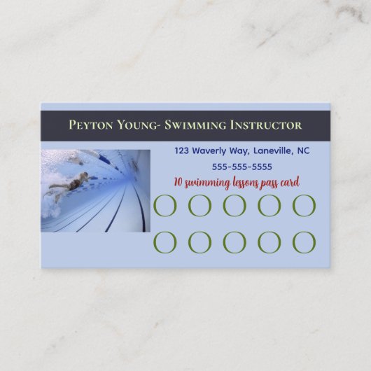 Bewerkbare zwemles Pass Kaart Klantenkaartje (Voorkant)