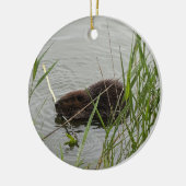 Bewerkelijke bever keramisch ornament (Links)