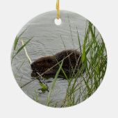Bewerkelijke bever keramisch ornament (Achterkant)