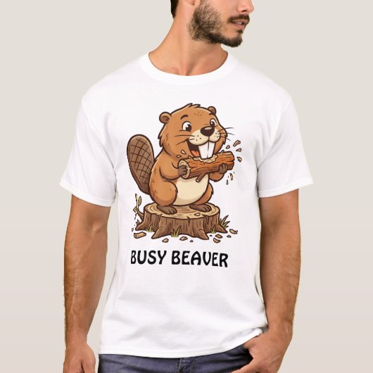 Bewerkelijke bever t-shirt (Voorkant)