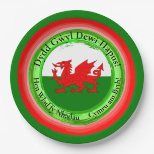 Bewerken Bijpassende Welsh Dragon St David's Day 9 Papieren Bordje