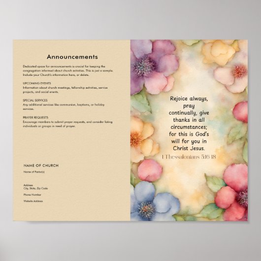 Bewerken, downloaden Church Bulletin Poster (Voorkant)