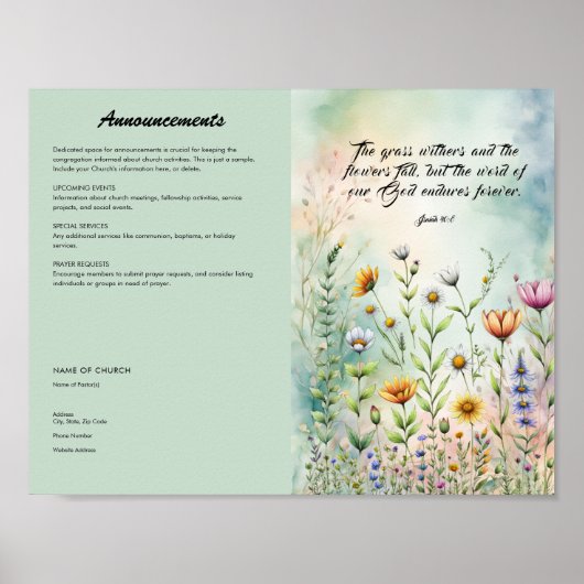 Bewerken, downloaden Church Bulletin Poster (Voorkant)