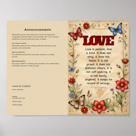 Bewerken, downloaden Church Bulletin Poster (Voorkant)