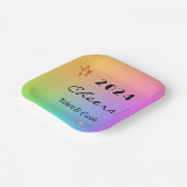 Bewerken JAAR, Cheers Gradient Rainbow 7-in Vierka Papieren Bordje (Gebogen)