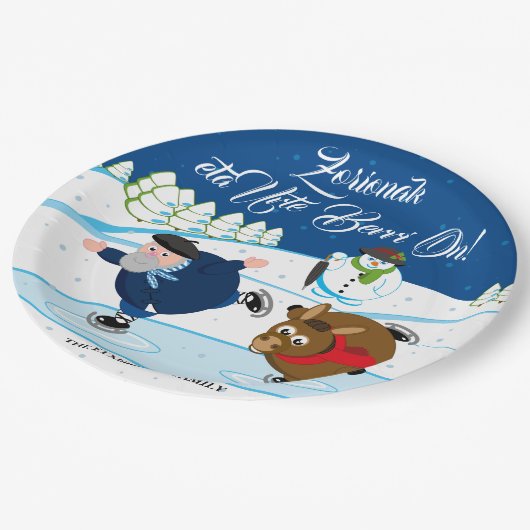 Bewerken, Kerstmis/Navidad, Olentzero schaatsen, Papieren Bordje (Gekanteld)