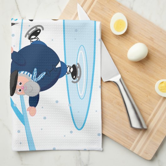 Bewerken, Kerstmis/Navidad, Olentzero schaatsen, Theedoek (Quarter Fold)