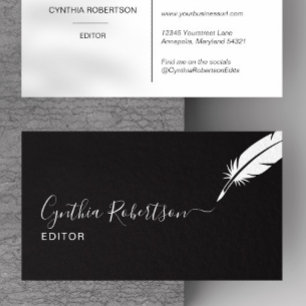 Bewerker Veer Pen Handgeschrift Elegant Eenvoudig Visitekaartje