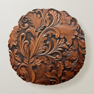  bewerkt leder rond kussen