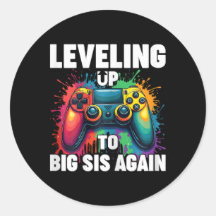 Bewerkt naar grote zus Gamer bereikt grote zus Ronde Sticker