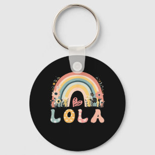 Bewerkt tot Lola Est 2026 Boho Regenboog Bloem Sleutelhanger