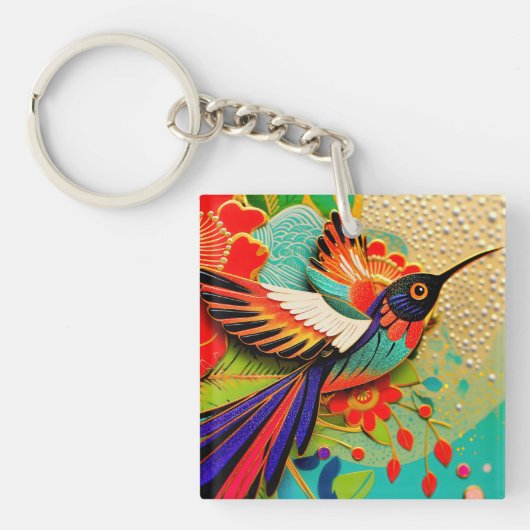 Bewerkte Kolibrie Sleutelhanger (Voorkant)