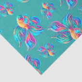 Bewerkte Vissen Cyan Tissuepapier (Detail)