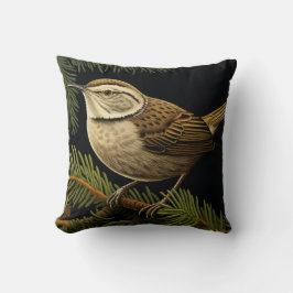 Bewick’s wren on fir branches kussen