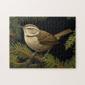 Bewick’s wren on fir branches legpuzzel (Horizontaal)