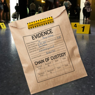 Bewijs partij voorkeur tas moord mysterie rekwisie bedankzakje