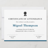 Bewijs van aanwezigheid formele deelnemerskaart kaart (Voorkant)