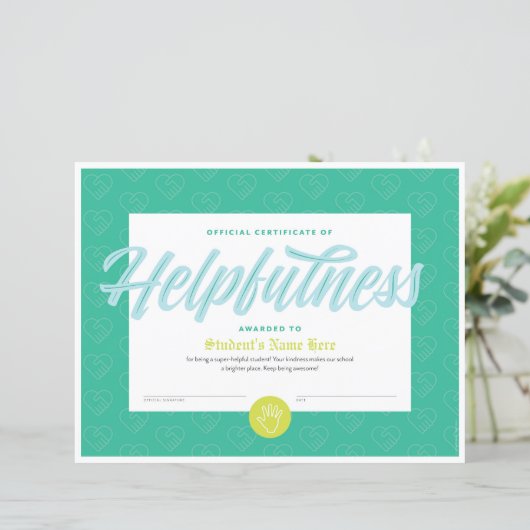 Bewijs van behulpzaamheid (Staand voorkant)