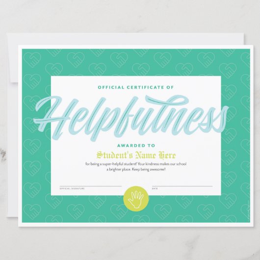 Bewijs van behulpzaamheid (Voorkant)