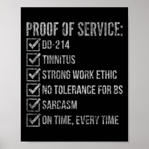 Bewijs van dienstverlening dd-214 tinnitus goed we poster