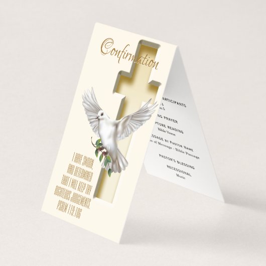 Bewijs van dove Cross-Baptism-bevestiging Kaart (Voorkant)