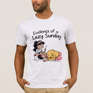 Bewijs van een grappig tekenfilmpaar voor een Luie T-shirt