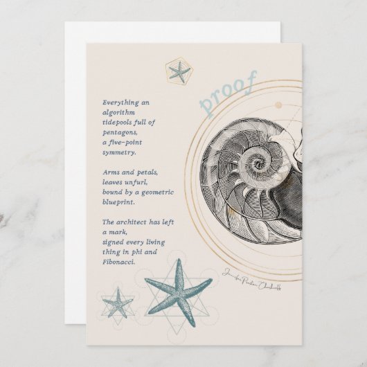 Bewijs van het ontwerp van de seashell nautilus fi bedankkaart (Voorkant / Achterkant)