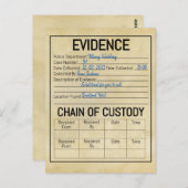 Bewijsketen bewaarketen misdaad spel rol spel vlie briefkaart (Voorkant / Achterkant)